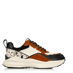 Damskie sneakersy z połyskującą wstawką brązowo-kremowe