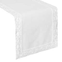 Eurofirany Obrus bieżnik 40x140 Susan biały zdobiony koronką
