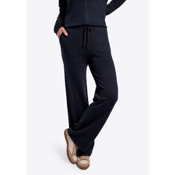 Spodnie damskie z szeroką nogawką granatowe