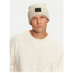 CALVIN KLEIN CZAPKA ZIMOWA BEANIE BEŻOWA Z NASZYWKĄ