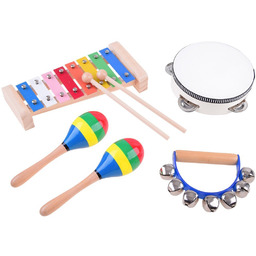 Zestaw 4W1 Drewniany Instrumentów Zabawka