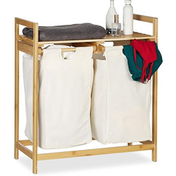 Relaxdays Kosz na Pranie, 60% Bambus 40% Poliester,