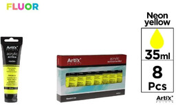Farba akrylowa fluorescencyjna 35ml żółta (8szt) - Artix