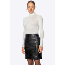 Ołówkowa spódnica ze skóry naturalnej czarna