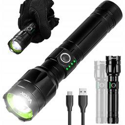 Latarka Led Taktyczna Akumulatorowa Wojskowa Zoom 30W Usb-c