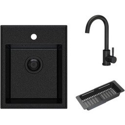 ICEBERG Zlewozmywak jednokomorowy Duo ZZB14103B2 Czarny 40x50 +