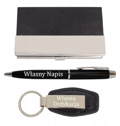 Zestaw długopis brelok wizytownik personalizowany grawer prezent