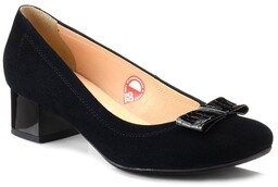 Czółenka damskie skórzane zamszowe Bioeco 5863-38