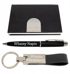 Zestaw długopis brelok etui personalizowany grawer prezent