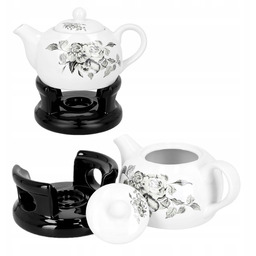 Dzbanek do Herbaty Z Podgrzewaczem Ceramiczny 1L Piękny