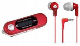 Odtwarzacz MP3 16GB Pendrive Czerwony Słuchawki Panasonic