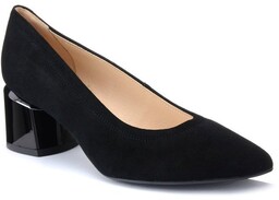 Czółenka damskie w szpic buty na obcasie zamszowe