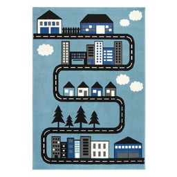 140x200 cm Niebieski Szary Dywan Dla Dziecka Ulice