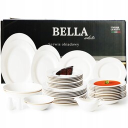 Serwis Obiadowy Porcelanowy 47EL Zestaw Talerzy Białych Porcelana