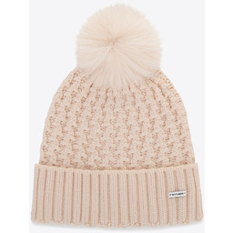 Czapka damska o splocie w drobny wzór beżowa