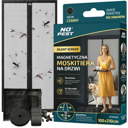 Moskitiera na drzwi balkonowe magnetyczna czarna 100x210cm Silent
