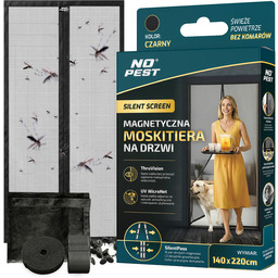 Moskitiera na drzwi balkonowe magnetyczna czarna 140x220cm Silent