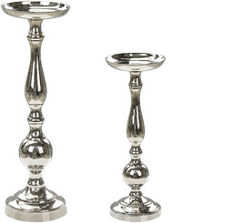Beliani Zestaw 2 świeczników srebrny metalowy glamour