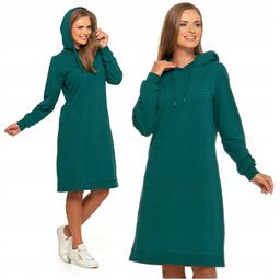 Sukienka Damska Dresowa z Kapturem Tunika MIDI Ciepła