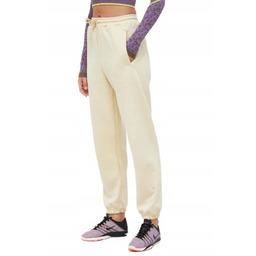 Adidas Dresowe Spodnie Bawełniane Beżowe Proste Ze Średnim