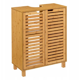 Szafka Łazienkowa Pod Umywalkę Bambusowa Brązowa Z Drzwiczkami