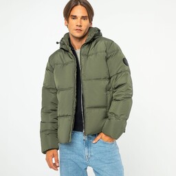 Męska kurtka pikowana z monogramem ciemny zielony