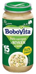 BoboVita Białe warzywa z indykiem w sosie 15m+,