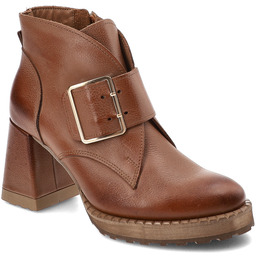 Armodo Brązowe Botki Modne Obuwie Damskie