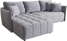Elior Błękitna welurowa sofa w kształcie litery L