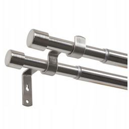 Regulowany Podwójny Karnisz Teleskopowy 120-210 CM Walec Srebrny