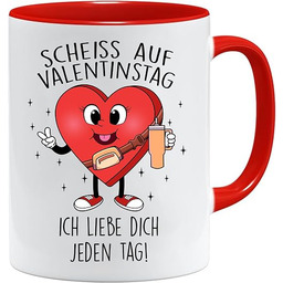 Filiżanka z sentencją Scheiss auf Valentine, z napisem