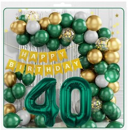 Balony Zieleń Butelkowa Girlanda Balonowa Zestaw 40 Urodziny