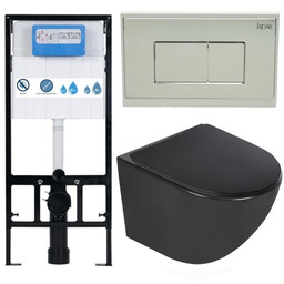 ZESTAW 3W1 :Czarna miska WC rimless bezkołnierzowa +deska