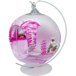 Bombka choinkowa ręcznie malowana Lampion ze stojakiem: Różowa