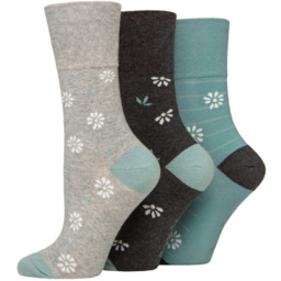 Gentle Grip 3Pack Damskie skarpetki Daisy, bezuciskowe, bawełniane,