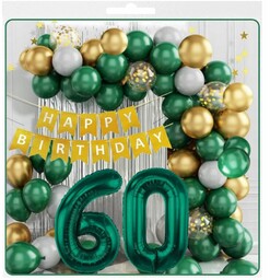 Balony Zieleń Butelkowa Girlanda Balonowa Zestaw 60 Urodziny
