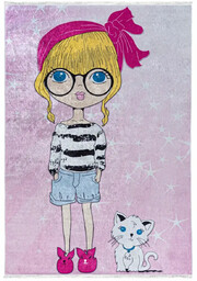 Polux Prostokątny dywan dziecięcy Dziewczynka z kotkiem 322722