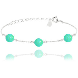 MINET Srebrna bransoletka z zielonymi opalami