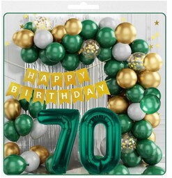 Balony Zieleń Butelkowa Girlanda Balonowa Zestaw 70 Urodziny