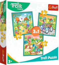 TREFL. Puzzle 3w1 Rodzina Treflików, Poznaj Trefliki