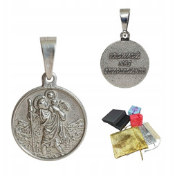 Srebrny Medalik Próba 925 Święty Krzysztof Okrągły