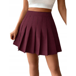 SHEIN BORDOWA ROZKLOSZOWANA MINI SPÓDNICA PETITE Z MARSZCZENIAMI