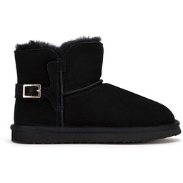 Damskie botki zamszowe z klamrą czarne