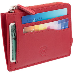 Mały skórzany portfelik damski na karty zamykany