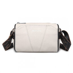 Jasnobeżowa Owalna Torebka Cylider Crossbody Skórzana Ollow