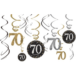 Dekoracja wisząca świderki na 70-tkę - 12 szt.