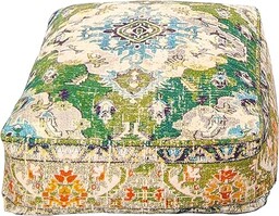 Marokańska pufa otomana Mandala Life ART poszewka zielona