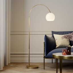 Lampa łukowa Lindby Cynthia, kolor mosiądz, szkło, 140