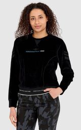 AERONAUTICA MILITARE Czarna welurowa bluza damska z wieloma