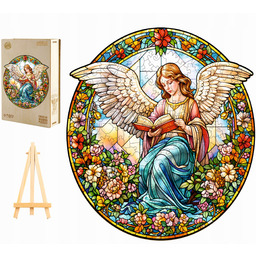 Puzzle Drewniane Duże 280 Elementów Anioł Witraż